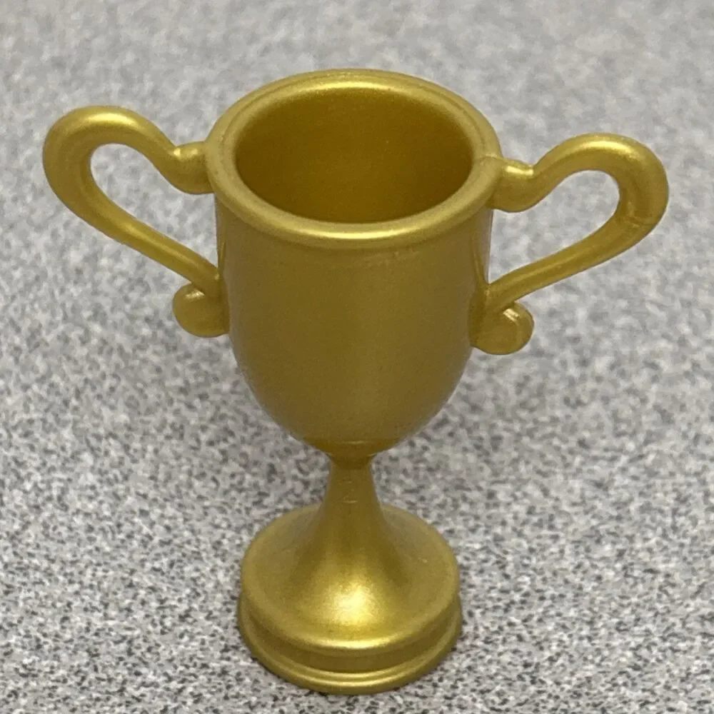 Mattel Barbie You Can Be Anything Soccer Coach Gold Game Trophy, 1 3/4”, & Medal